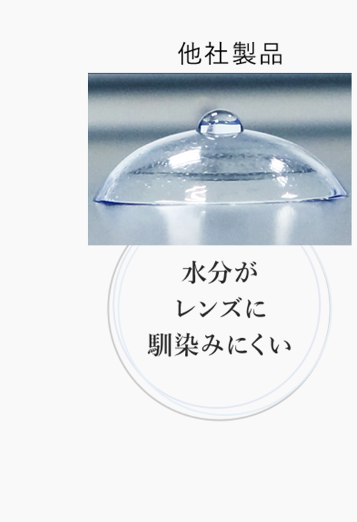 他社製品 水分がレンズに馴染みにくい